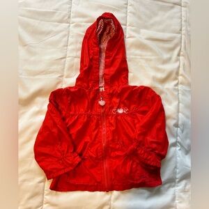 Baby Q Red Windbreaker style jacket with Heart details